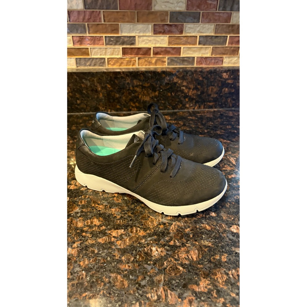 Dansko Charlie Walking Shoes Women 38 Black Perforated Leather Sneakers